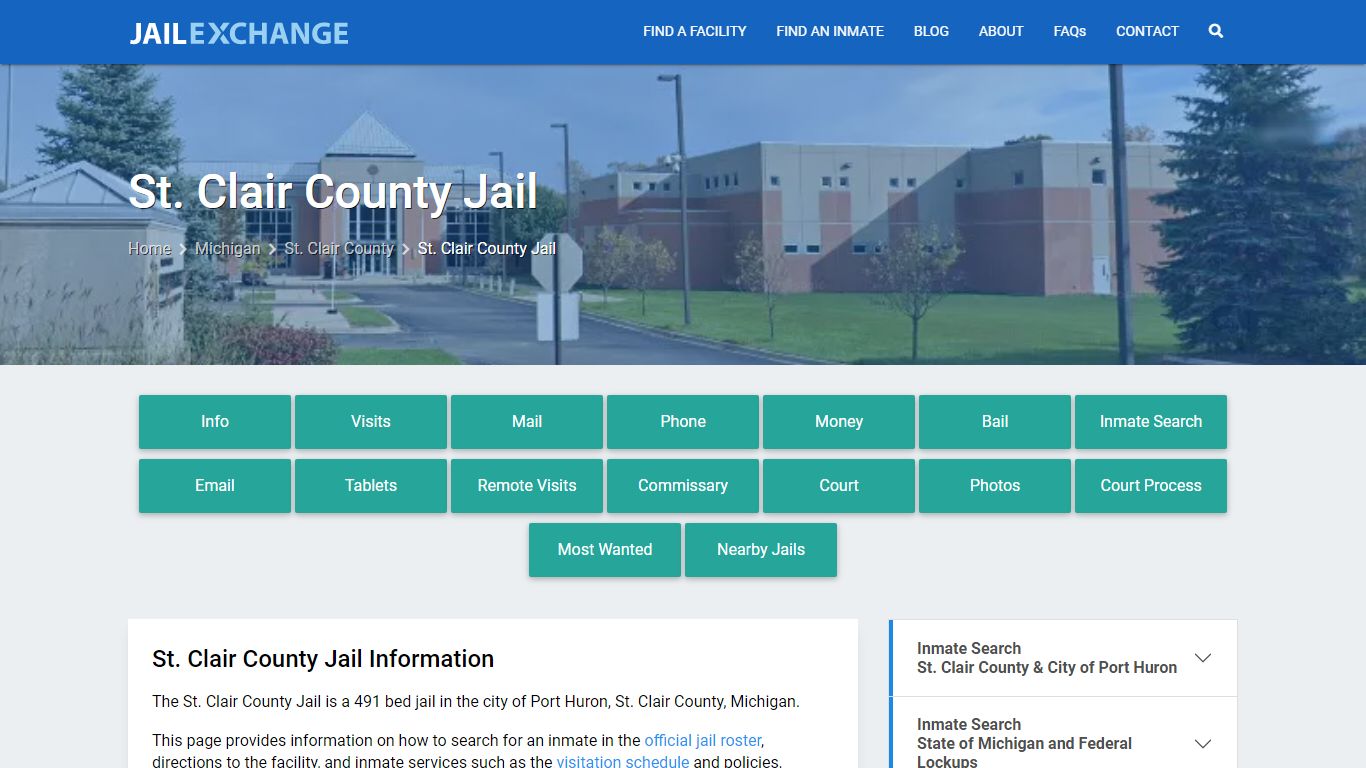 St. Clair County Jail, MI Inmate Search, Information